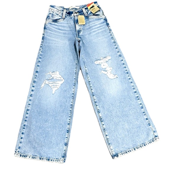 👖🕶️ LEVI’S NWT ‘94s Baggy Mid-Rise Wide Leg Jeans | Size 24 | Distressed Blue - Picture 1 of 3